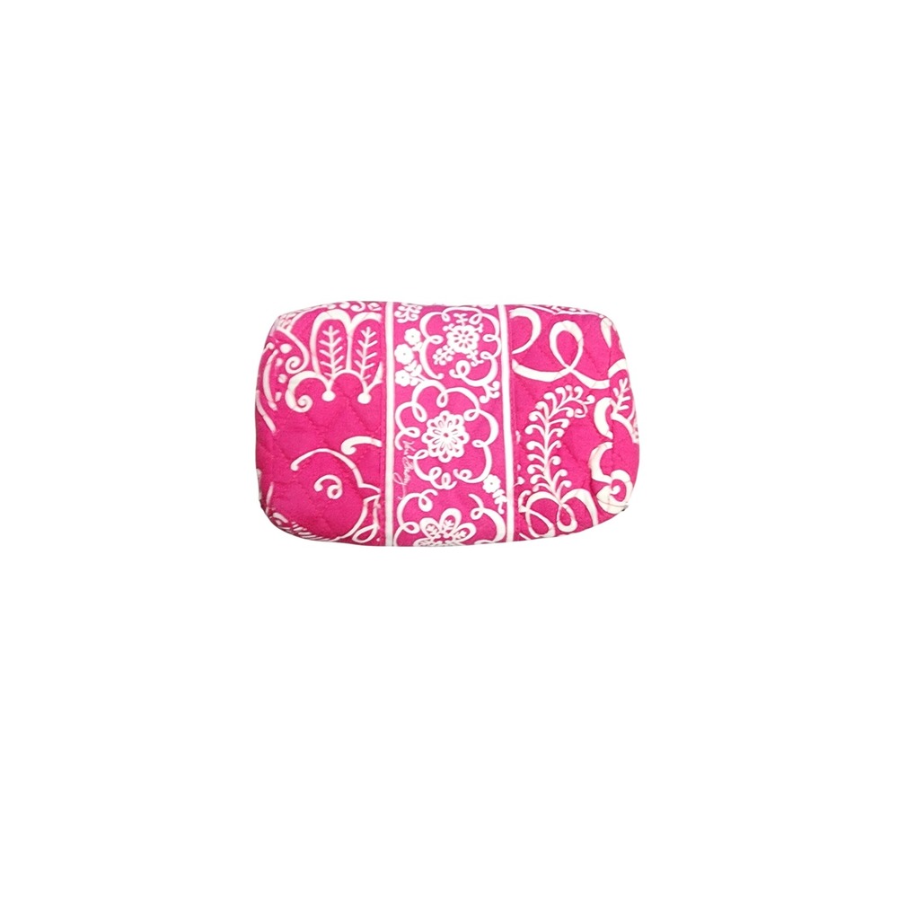 Vera Bradley Pink‎ White Quilted Floral Kisslock Frame Wallet Coin Purse Clutch - Picture 2 of 5